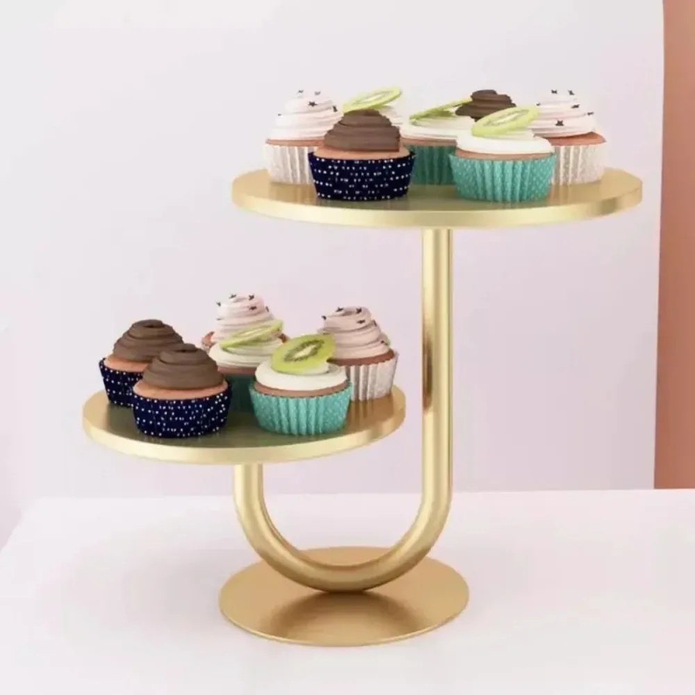 10/8 Inch Gold Cake Stand for Parties Wedding Birthday Family Party Dessert Tray Pie Plates 2 Tier Round Cupcake Stand