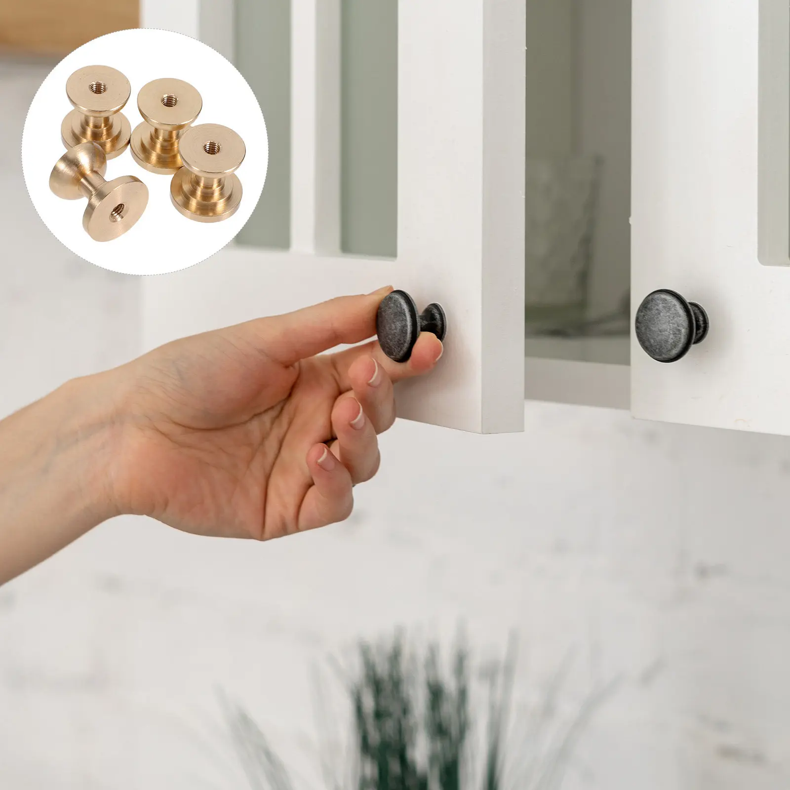 Crystal Dresser Knobs 4pcs, Brass Base Cabinet Handles for Kitchen, Bathroom, Vanity & Cupboard – Easy Clean