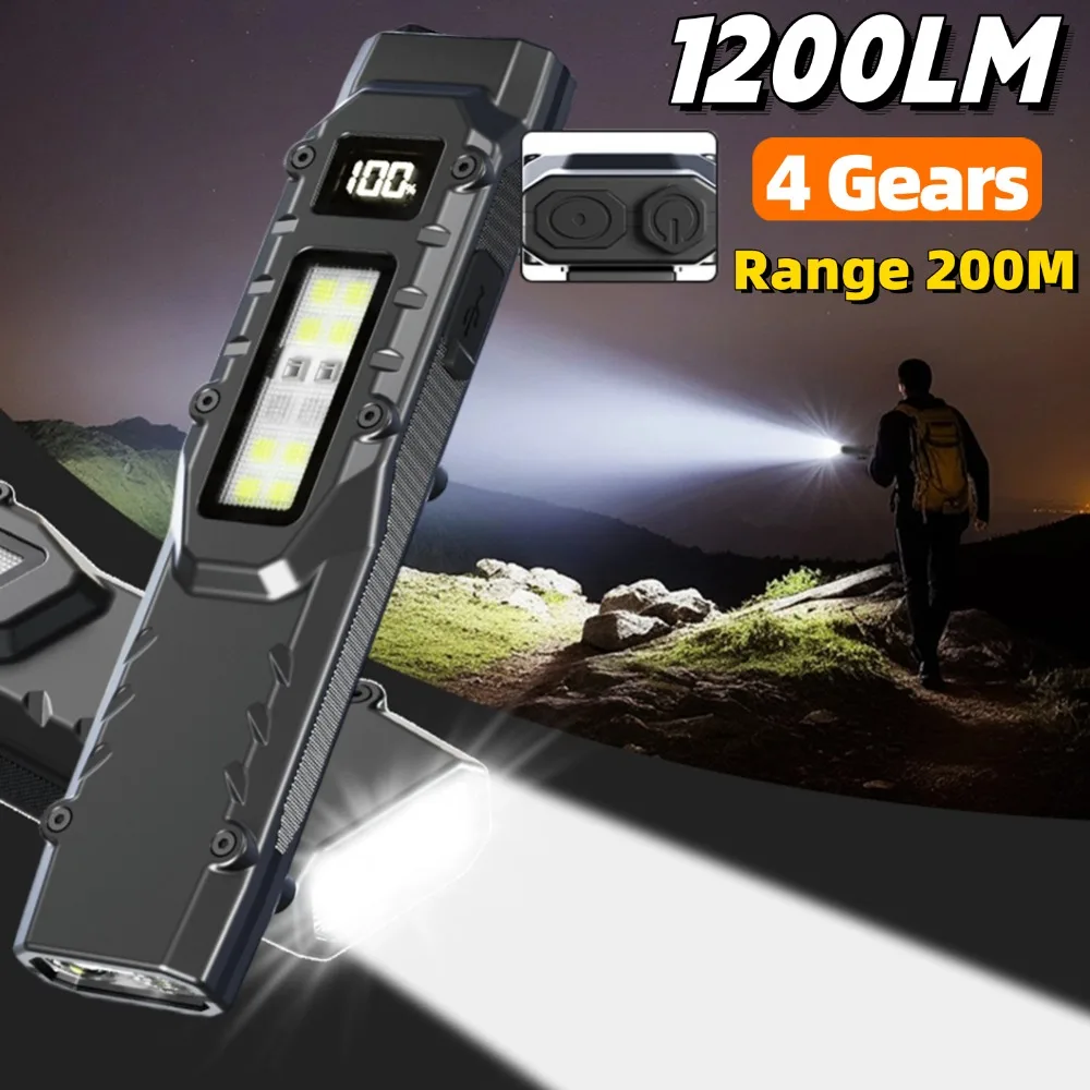 

Mini USB Rechargeable LED Flashlight Super Bright Pocket Pen Clip Torch Lamp Waterproof for Emergency Outdoor Camping Lantern