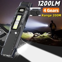 Mini USB Rechargeable LED Flashlight Super Bright Pocket Pen Clip Torch Lamp Waterproof for Emergency Outdoor Camping Lantern
