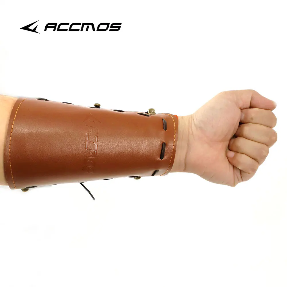 Traditional Cowhide Leather Archery Arm Guard Pull Bow Arm Protector Wristband for Shooting Hunting Accessory