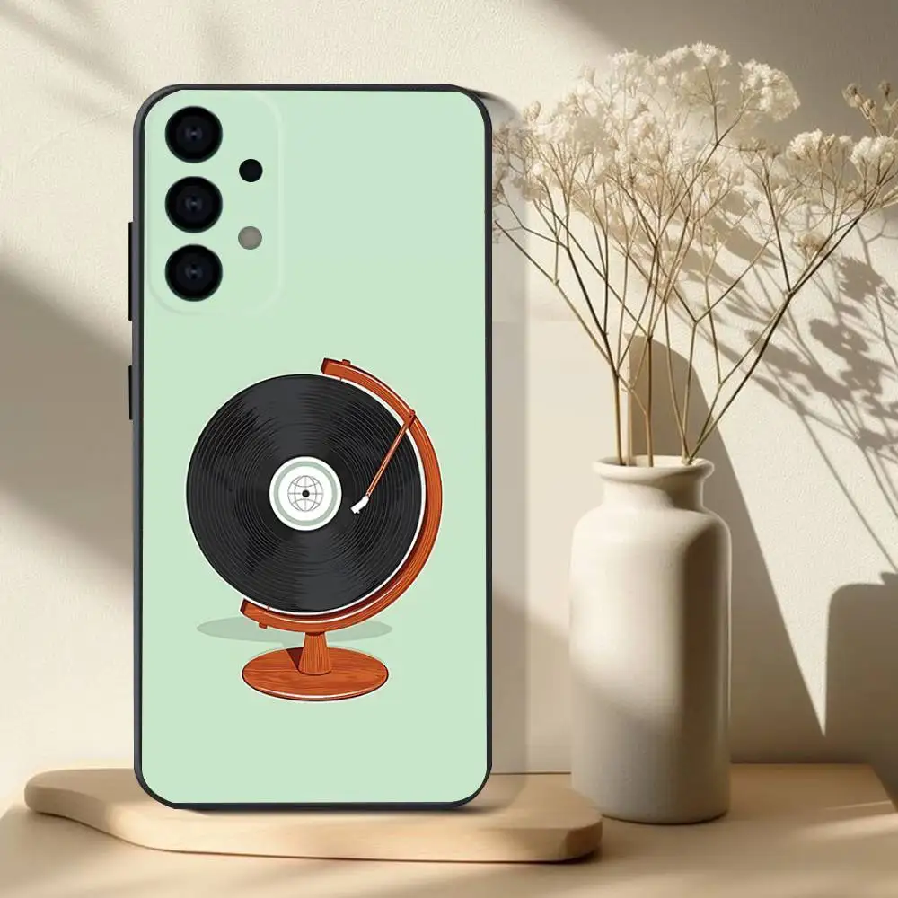 حافظة هاتف فني من الفينيل DJ لهاتف سامسونج S 25,24,23,22,30,21,10,9,Ultra,Plus,Lite,FE,4,5G حافظة ناعمة سوداء