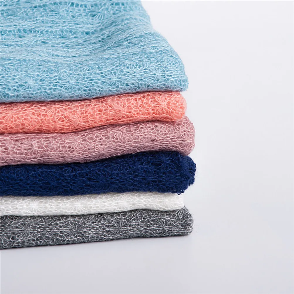 Mohair Baby Wrap Cloth with Headdress Newborn Photo Prop Soft Comfortable Infant Photography Wrap for Studio Or Home Use
