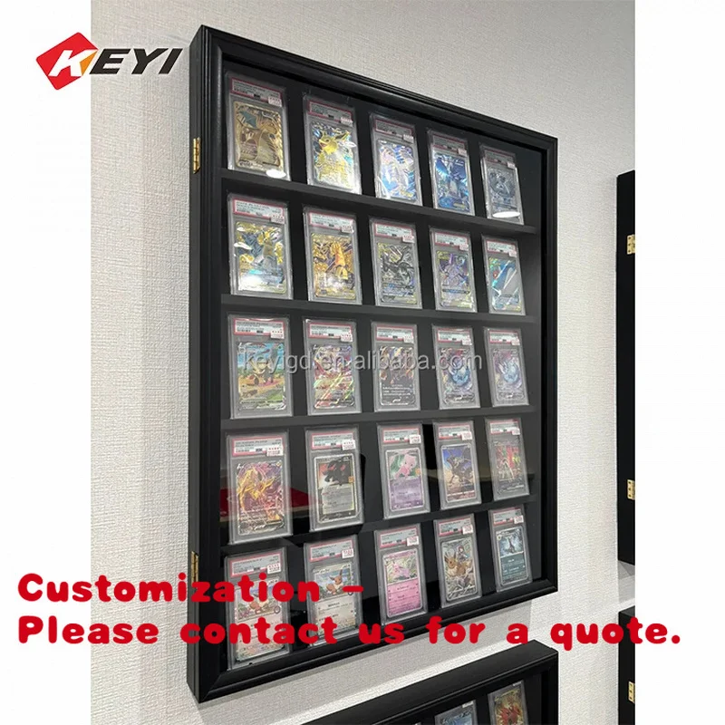custom.Wall Mounted Graded sport card Trading Card Display 25/ 35 slots Acrylic Trading card display stand