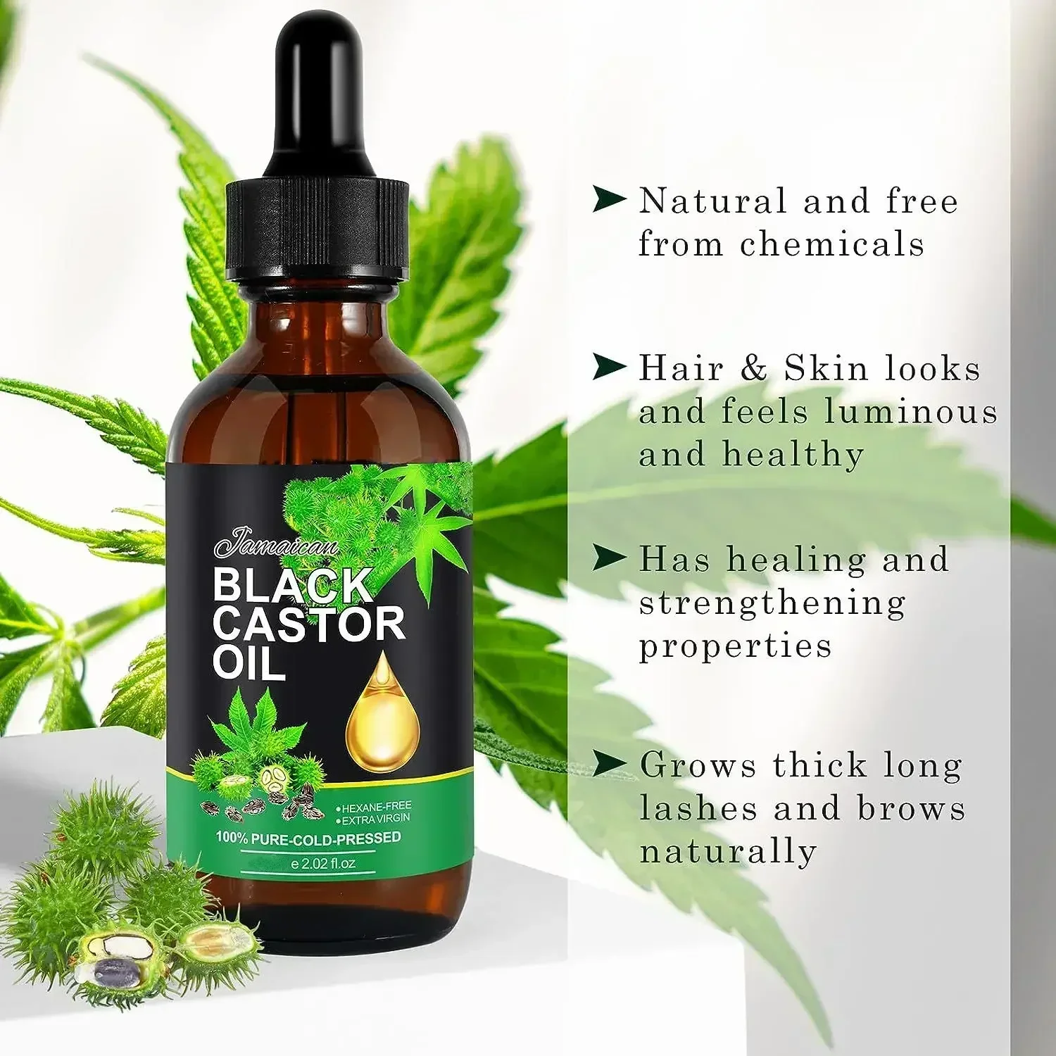 Organic Black Castor Oil for Hair Growth Jamaican Scalp Dense Hair Strengthening Hair Loss Prevention Repair Nourishing Liquid