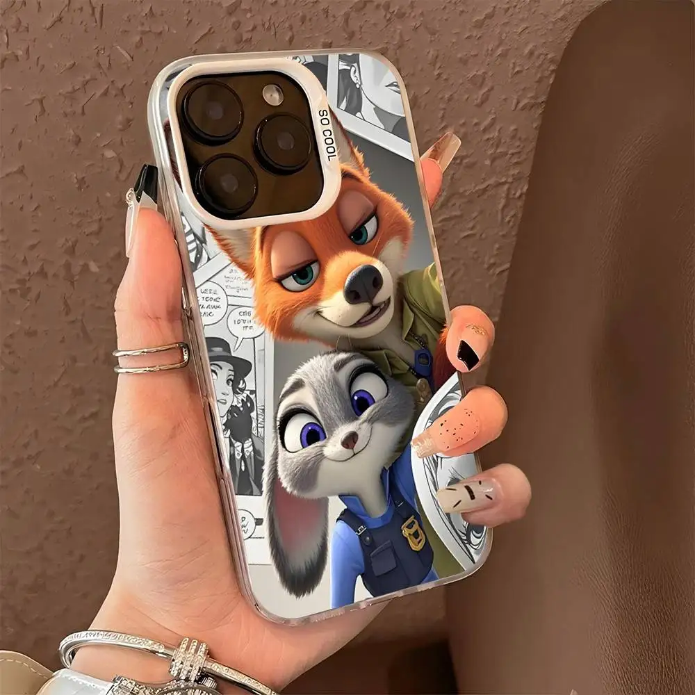Zootopia Nick Judy جراب هاتف آيفون 17 16 15 14 13 12 11 برو ماكس ماتي للصدمات عودة مكافحة سقوط ماتي غطاء