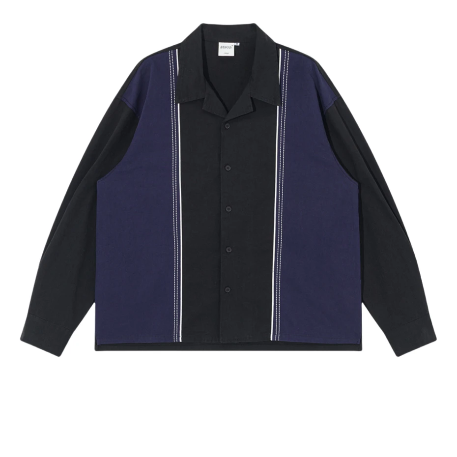 Vintage Splicing Striped Shirts Men Streetwear Harajuku Long Sleeve Shirt for Men Loose National Style Casual Blouse Coats Male