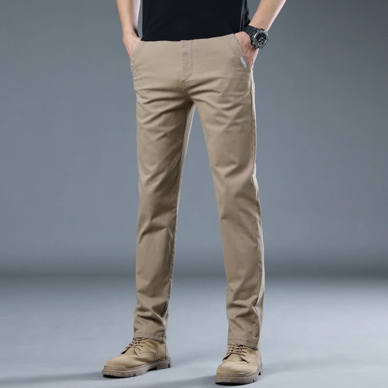 2024 Solid Color Work Casual Men\'s Pants 98% Cotton Business Pants Korean Men\'s Y2k Clothing Jogger Bib Pants Size 38