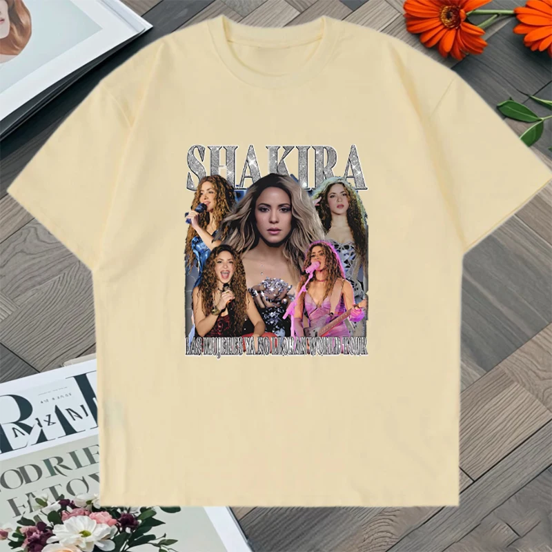 Hot sale Shakira 2025 Concert World Tour Graphic Printed 100% Cotton Men Women short sleeve t-shirts Crew Neck Oversized T shirt