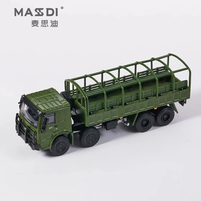 Diecast 1:64 Scale Haowo Truck Army Green Alloy Car Model Finished Product Simulation Toy Collection Gift Static Model