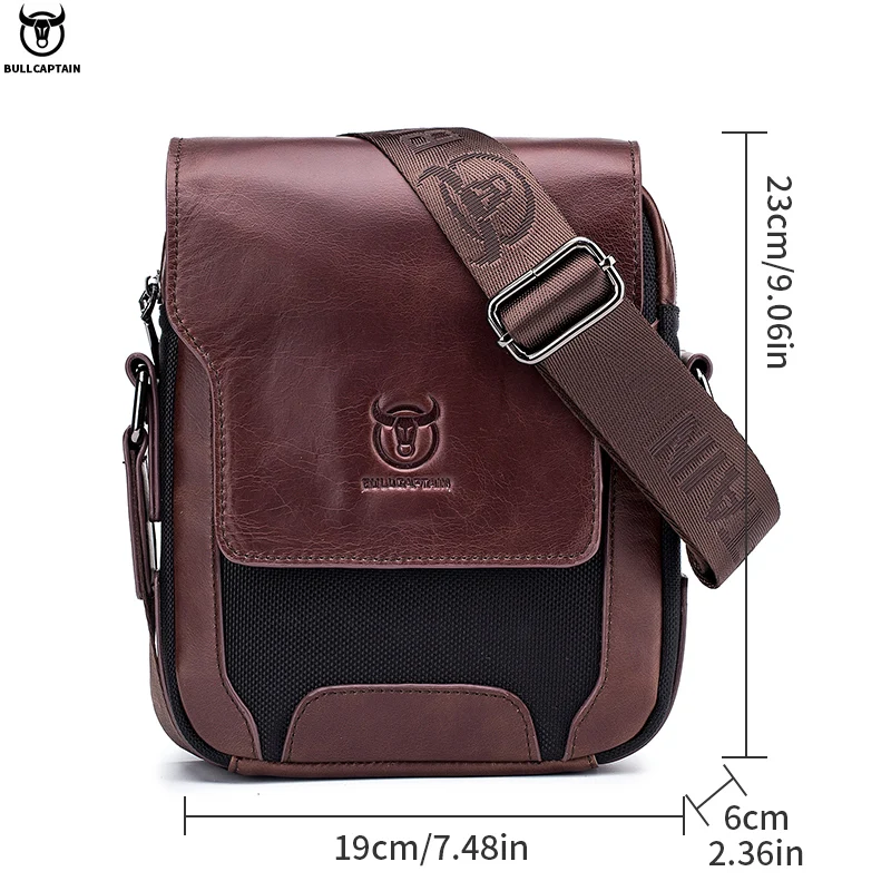 BULLCAPTAIN Man Messenger Bag Men Genuine Leather Shoulder Bags Business Crossbody Casual Bag Famous Brand Male Handbag Bags - view 6
