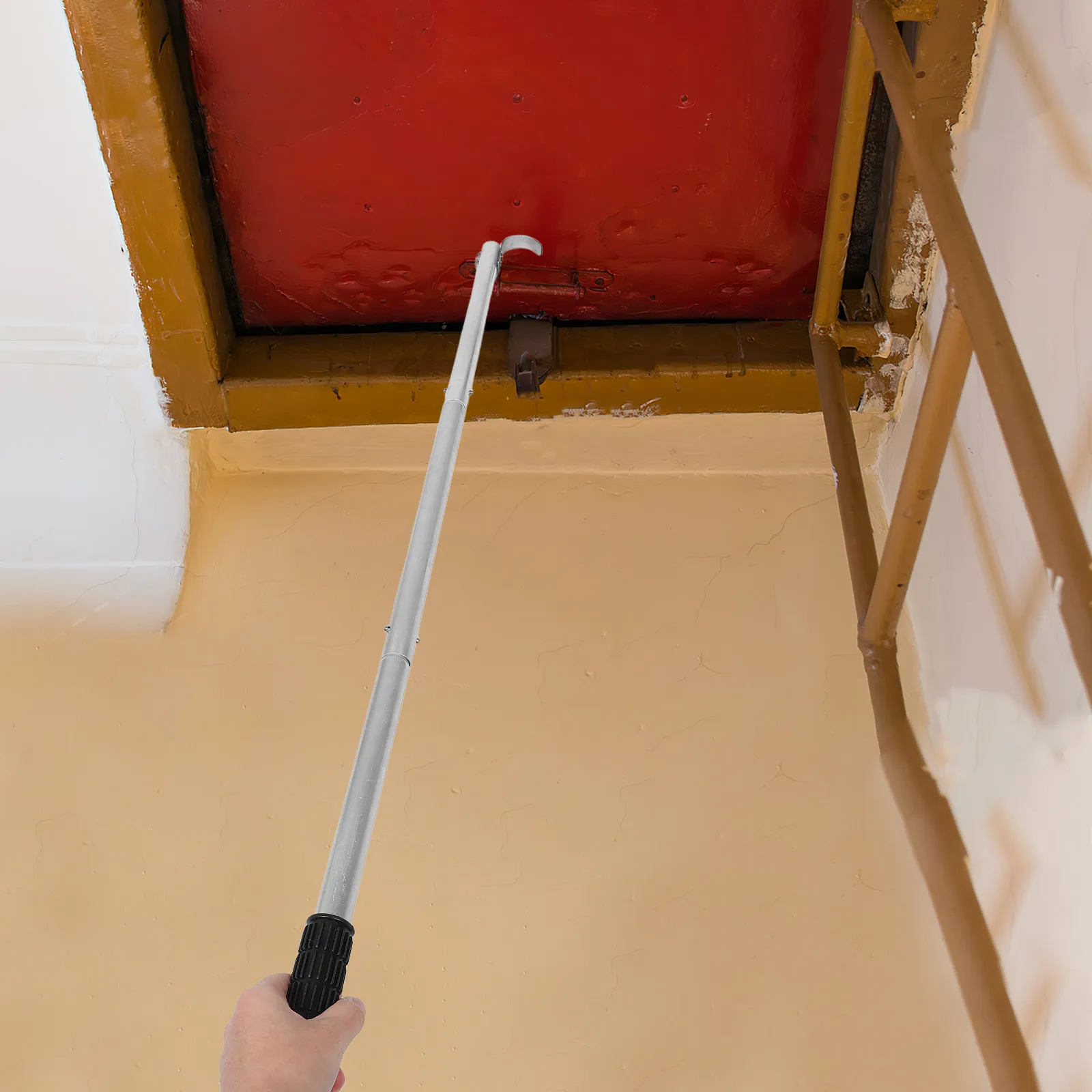 

Attic Ladder Pull Down Hook System Stainless Steel Heavy Duty Pulling Tool with Extendable Pole and Hanging Hook for Secure