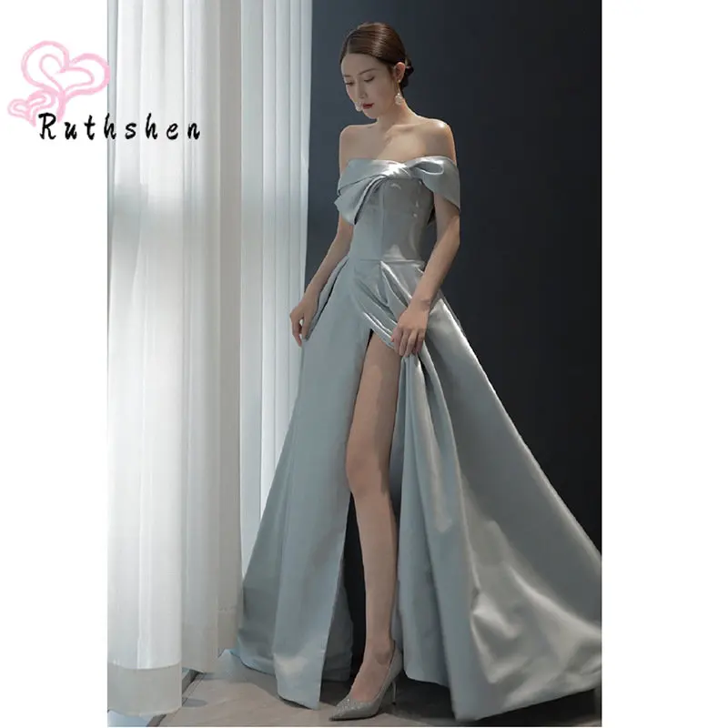 

Vestidos Elegantes Evening Dresses for Prom 2023 New Women Formal Party Occasion Split Satin Fashion Celebrity Banquet Gown