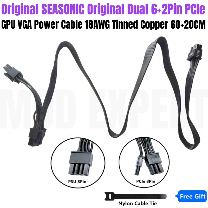 

Original SEASONIC FOCUS Gold Modular PSU 8Pin to Dual 8Pin 6+2Pin PCI-e VGA Power Cable for SGX-750, SGX-650, SGX-550, SGX-500