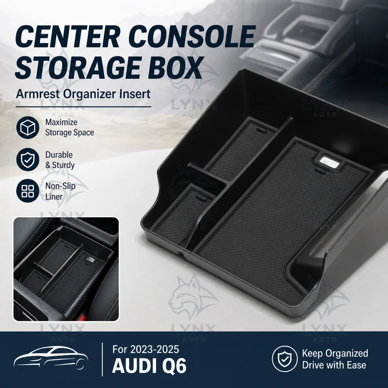 For 2023-2025 Audi Q6 Center Console Armrest Storage Box Car Organizer Insert Interior Upgrade Parts Accessories
