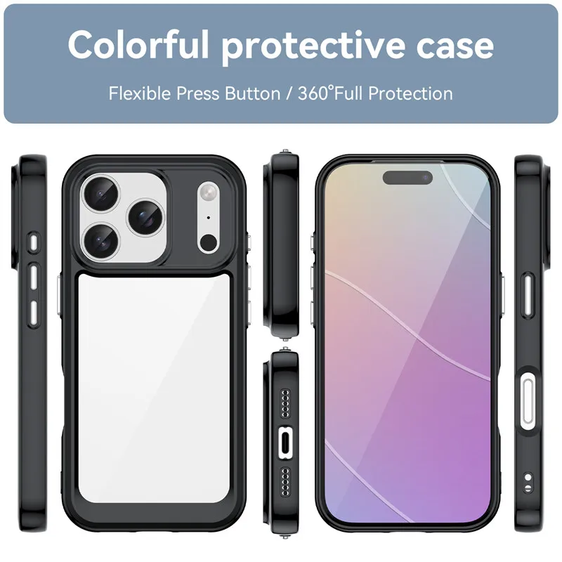 Etui na iPhone 17 Pro Pokrowiec na iPhone 17 Pro Ramka TPU Akrylowa Tylne Panele Ochronne Etui na Telefon iPhone 17 Pro Max Air Funda — zdjęcie produktu 2