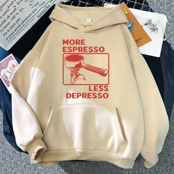 More Espresso Less Depresso Espresso Machine Hoodie Coffee Lover Women/men Hoodies Harajuku Unisex Fleece Pullover Sweatshirt