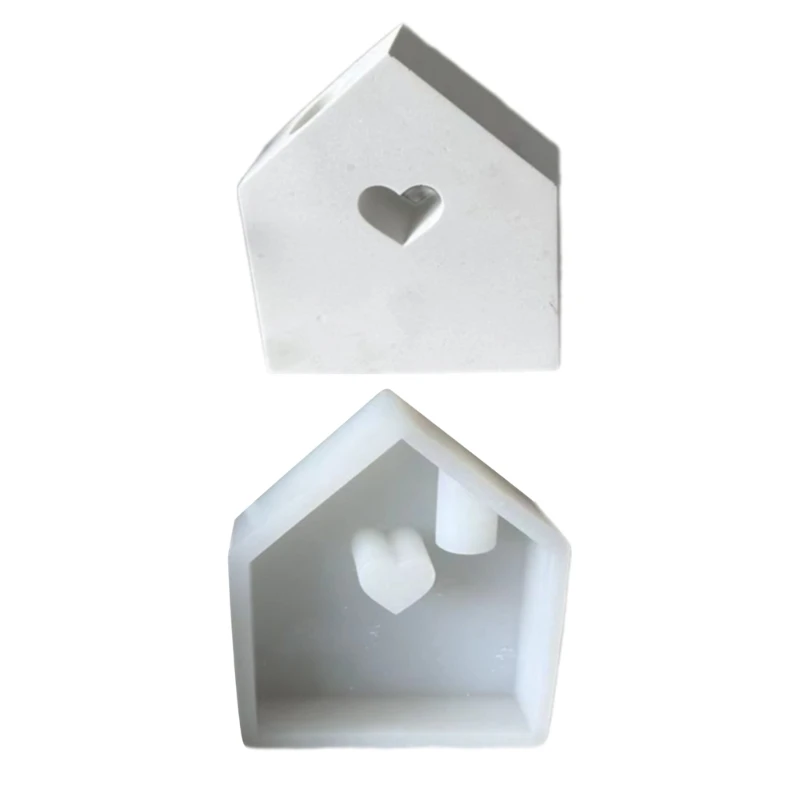 Resin Making Molds Small House Shaped Ornament Moulds Craft Molds Easy Demolding Molds Silicone Texture for Candlestick N2UE