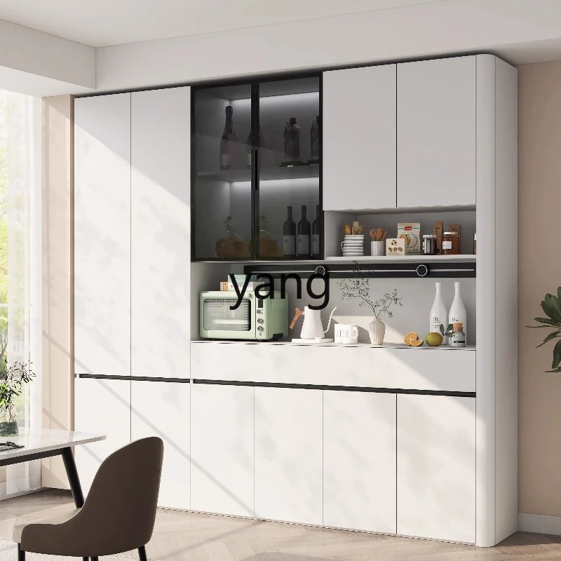 

YJQ Honeycomb Aluminum Rounded Corner Sideboard High Cabinet Wall-Mounted Integrated Storage Living Room Arc Storage Cabinet