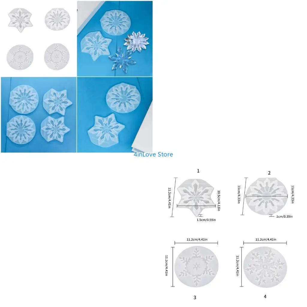 

T4MD Christmas Tree Ornament Mould Mirror Snowflake Hanging Pendant Silicone Mold