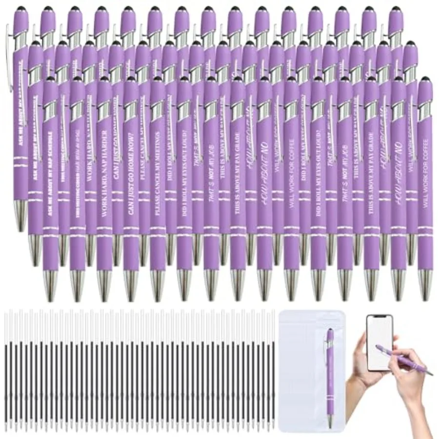 

0 Pcs Funny Sarcastic Pens - 0 Set Ballpoint Pens with Refills and BagFun Pen with Snarky Sayings Stylus Tip - Demotivational P