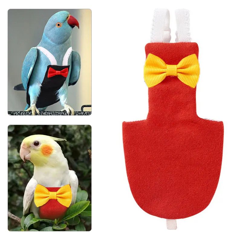 Bird Parrot Diaper with Bowtie Flight Suit Nappy Clothes Parakeet Pigeon Pet Bird Supplies