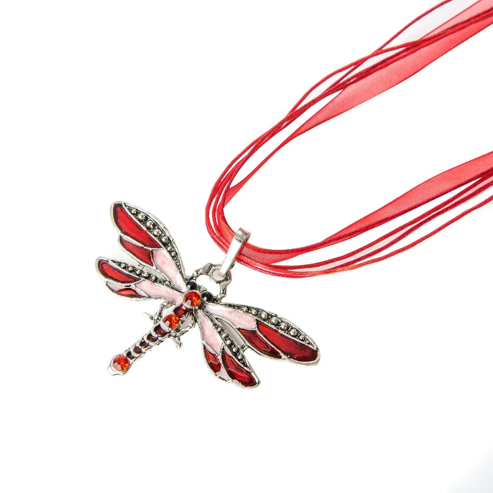 SUMENG Neue Mode 2026 Kristall Libellen Schleifenanhänger Halskette für Damen Mädchen Schmuck Feiertagsgeschenke