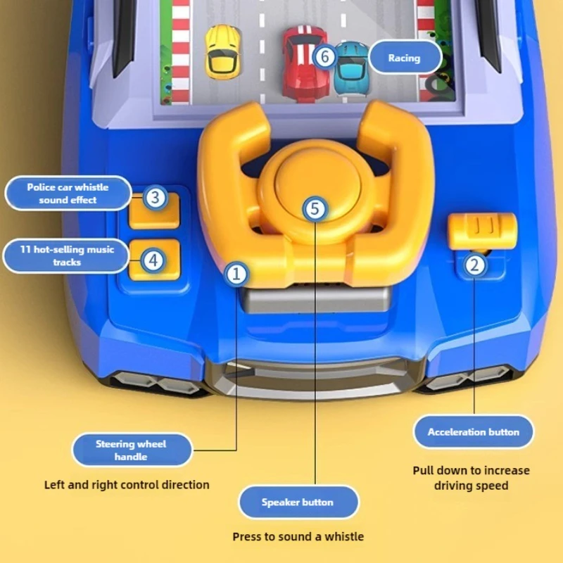 Elektroniczna konsola do gier wyścigowych dla dzieci z symulacją kierownicy, zabawka do jazdy, przygodowa konsola do wydostawania się z przeszkód.