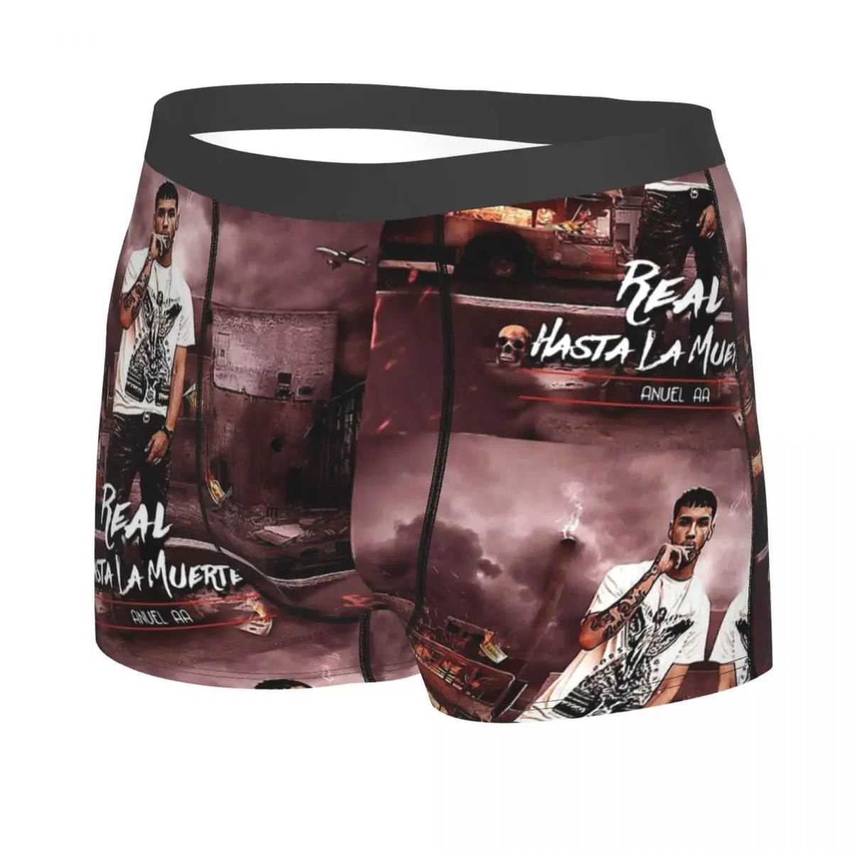 Real Hasta La Muerte The Mixtape Man's Boxer Briefs Anuel AA Highly Breathable Underwear Top Quality Print Shorts Birthday Gifts