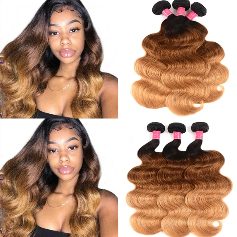 Julia Hair Human Ombre Body Wave Brazilian Hair 1/3/4 Bundles Weave Three Tone T1B427 Colored 16-26 Inches Ombre Hair Bundles