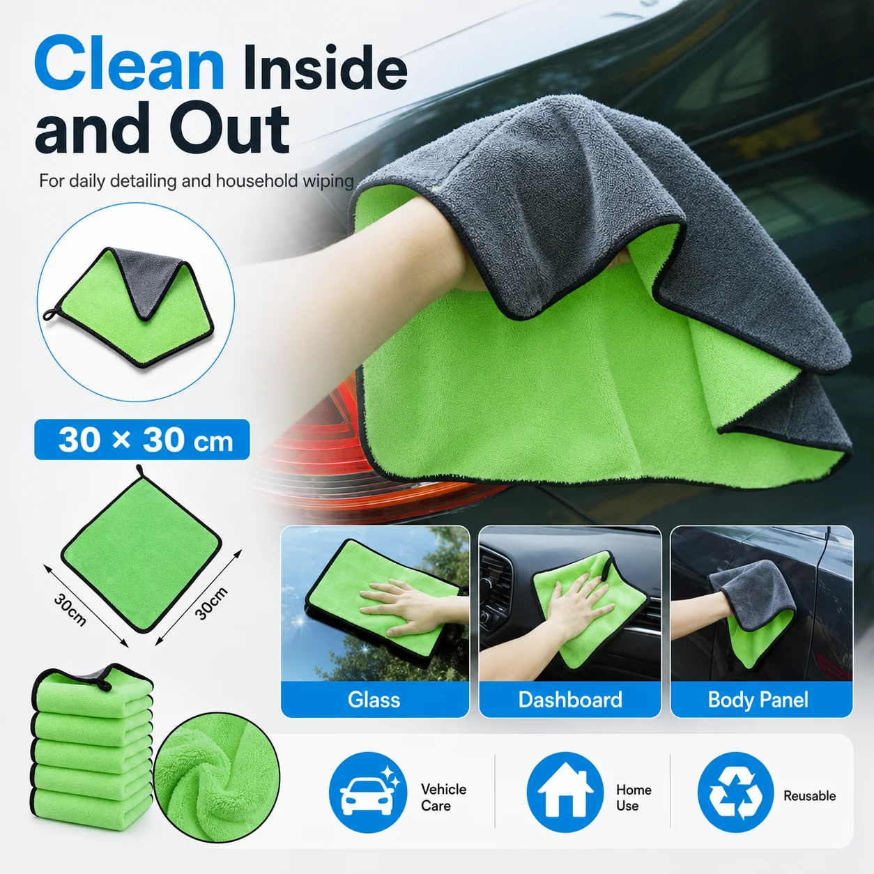 1/3/10P Microfiber Detailing Towel For Car Motorcycle Bicycle Home Ultra Soft Absorbent Cleaning Cloth For Glass Kitchen Dusting