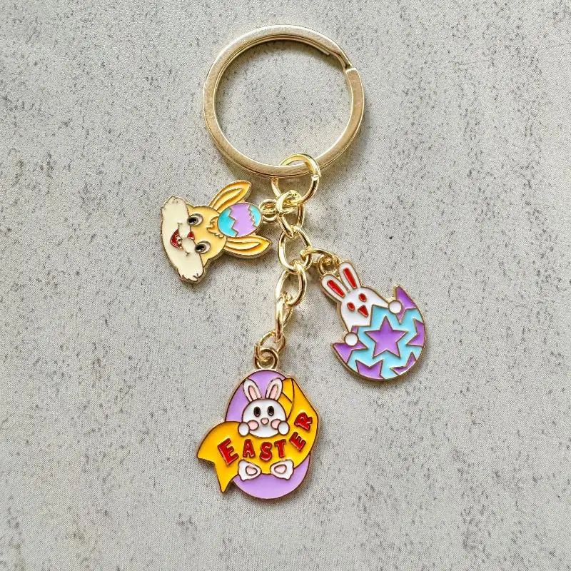 

Cartoon Animal Enamel Keychain, Easter Eggs Design Key Ring, Fashion Handbag Charm Jewelry Gift for Women Girls