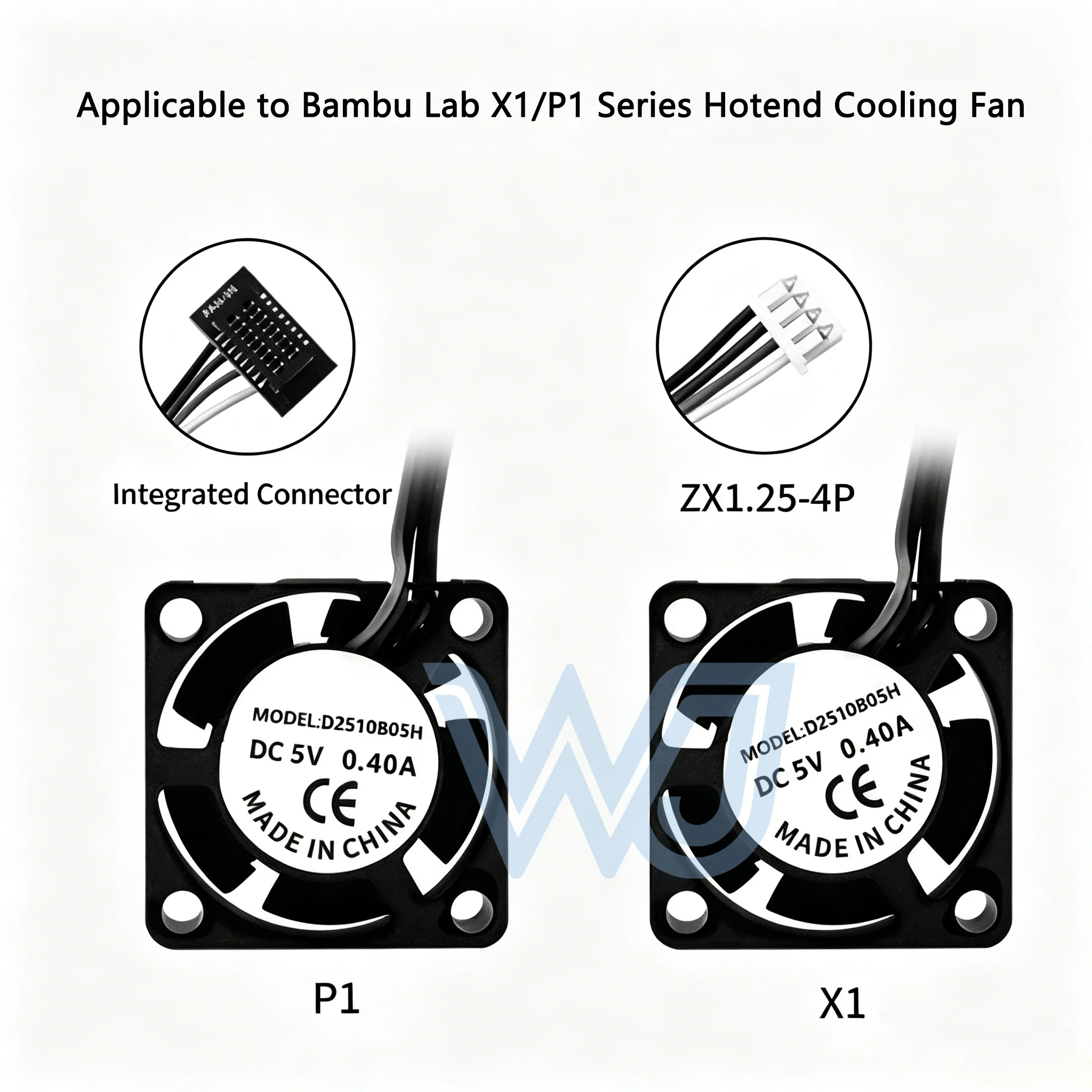 2510 Hotend Cooling Fan Dual Ball Bearing 3D Printer Replacement Fan for Bambu Lab P1S P1P X1 X1C X1E A1 Series DC5V 0.4A