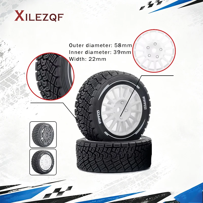 XILEZQF4pcs 58mmx39mm 1/14 MJX Racing Flat Running Wear-Resistant Tire Skin Simulation Modified Tires Accessories for Model Cars