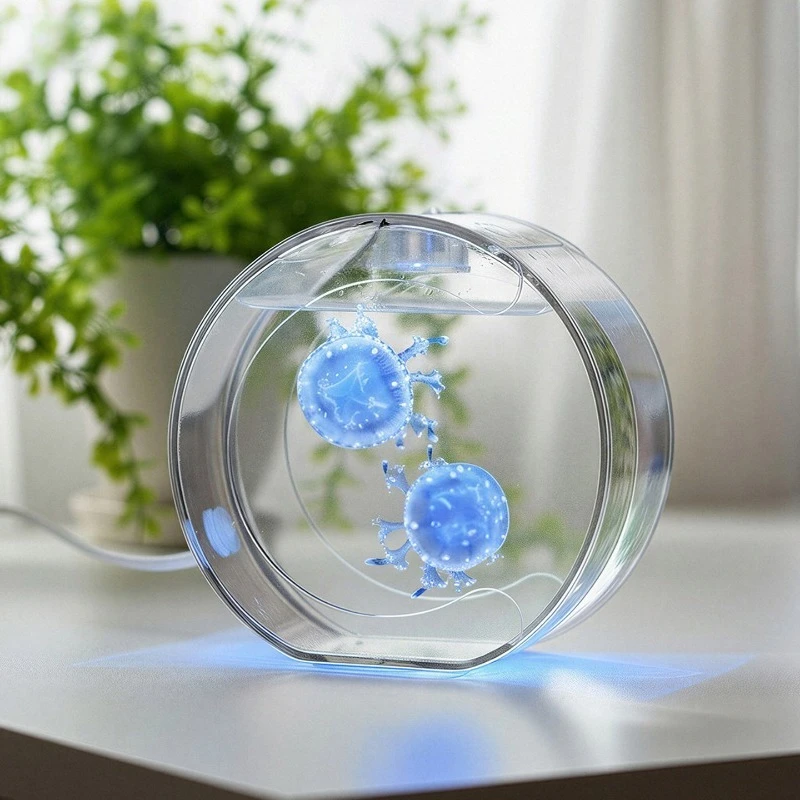 Mini Desktop Ecosystem Rearing Tank, Circulating Filtration, Compact Home Vessel For Marine Creature Viewing