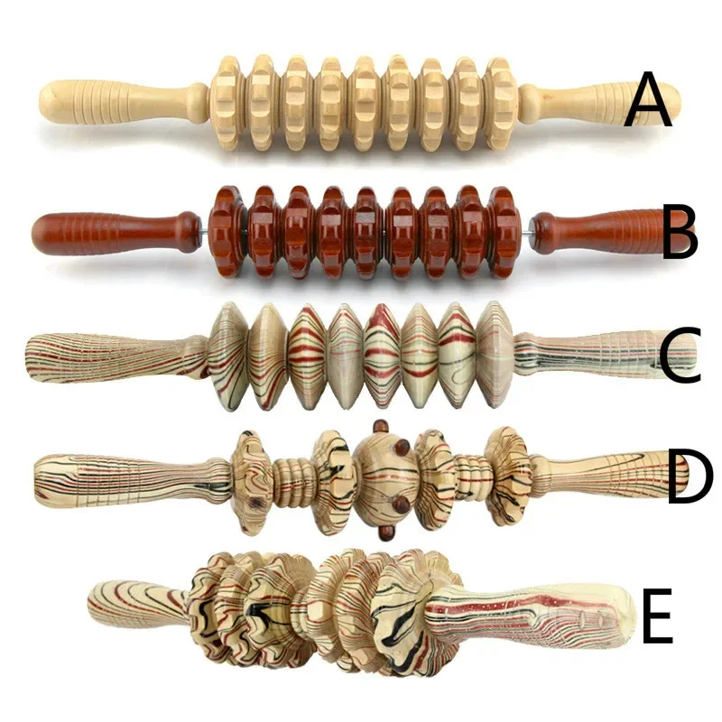 

9-Wheel Wooden Abdomen Massager Multifunctional Fitness Roller Stick Muscle Relax Tool Body Anti Cellulite Waist Massage