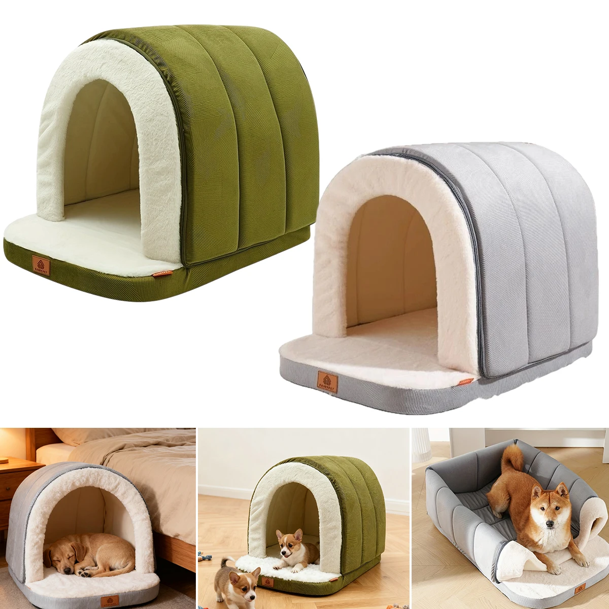 

Warmth Indoor Tent Bed with Waterproof Lining and Anti Slip Bottom Dog Bed,All-Season Plush Pet House/Detachable Plush Pet Bed