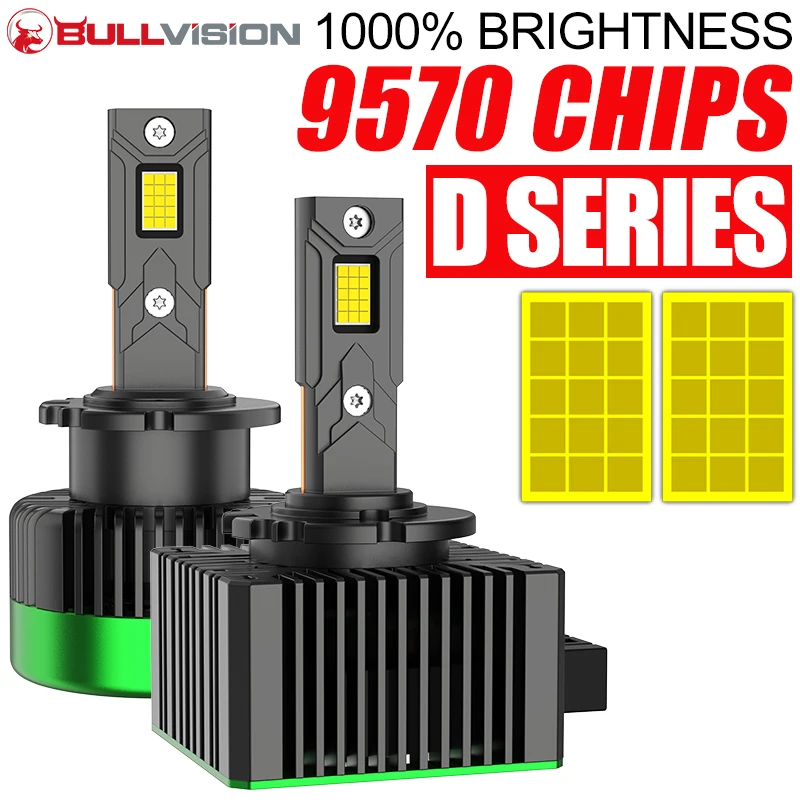 Image of D2S D4S LED-Autoscheinwerfer 35W Canbus-Glühbirnen CSP D1S D3S D8S 30000LM Superhell D2R D4R Auto-Turbo-Lüfterlampe Plug&Play Xenon HID