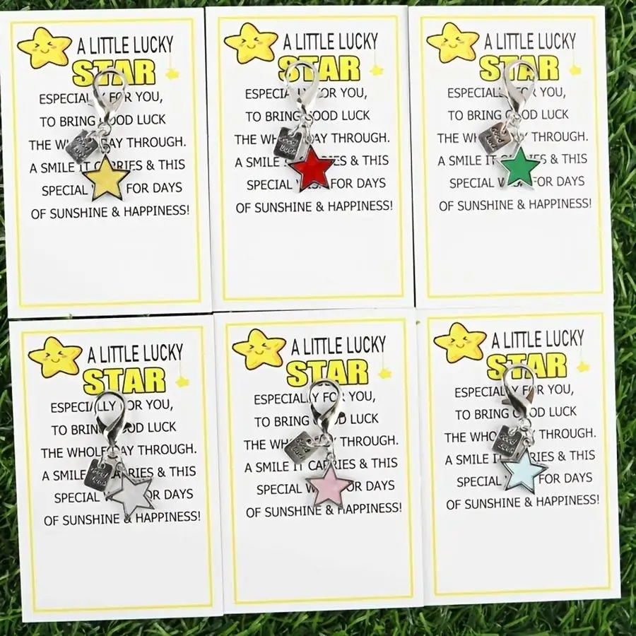 1/5/10/20/50/100pcs Cute Mini Star-Themed Keychain Set with Good Luck Charm, Including a Lucky Star Card. Ideal for Decorating B
