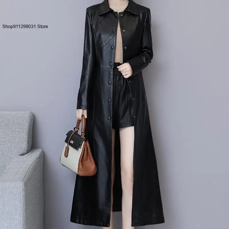 Thicken Genuine Leather Coat New Women Autumn Winter Fashion Keep Warm Long Jacket Sheepskin Coat Suede Outerwear