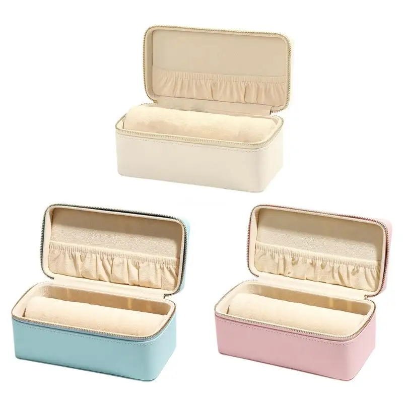 

Stylish PU Leather Jewellery Storage Box Space Saving with Necklace Hooks 2 Layers Protective for Valuables Home Use Dropship