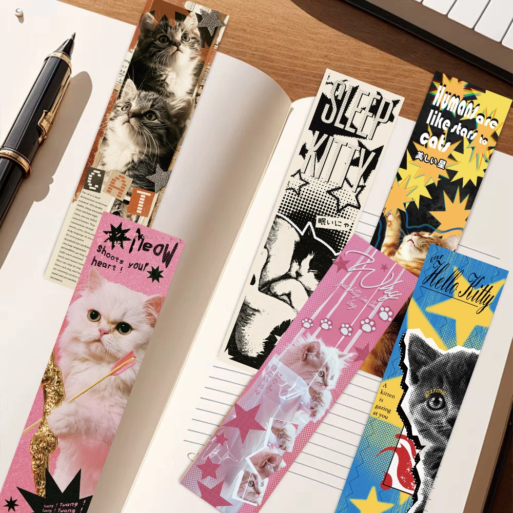 30PCS Fun Cat Bookmarks Nostalgia Motorcycle Wall Art Reading Books Bicycle Phone Cafe Creative Comfortable Creative Bookmark