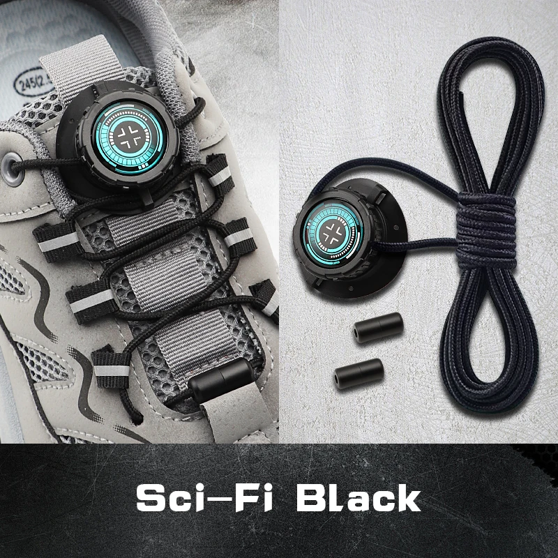 Lacets à boucle pivotante noir et blanc, lacets automatiques unisexes, lacets de sport en plein air, adaptés à une variété de chaussures, 1 paire/2 paires