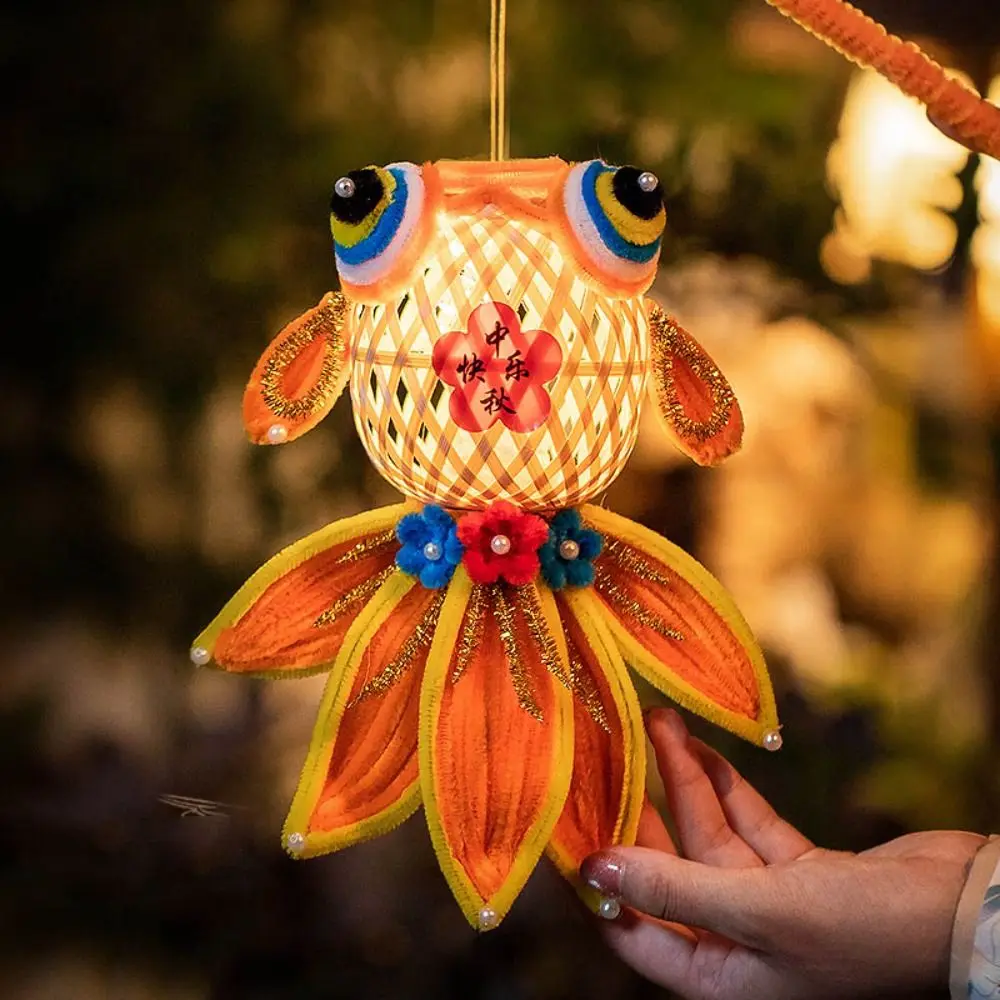 Luminous Carp Lantern Hand Made DIY Material Bag Twist Stick Goldfish Lantern Blessing Traditional