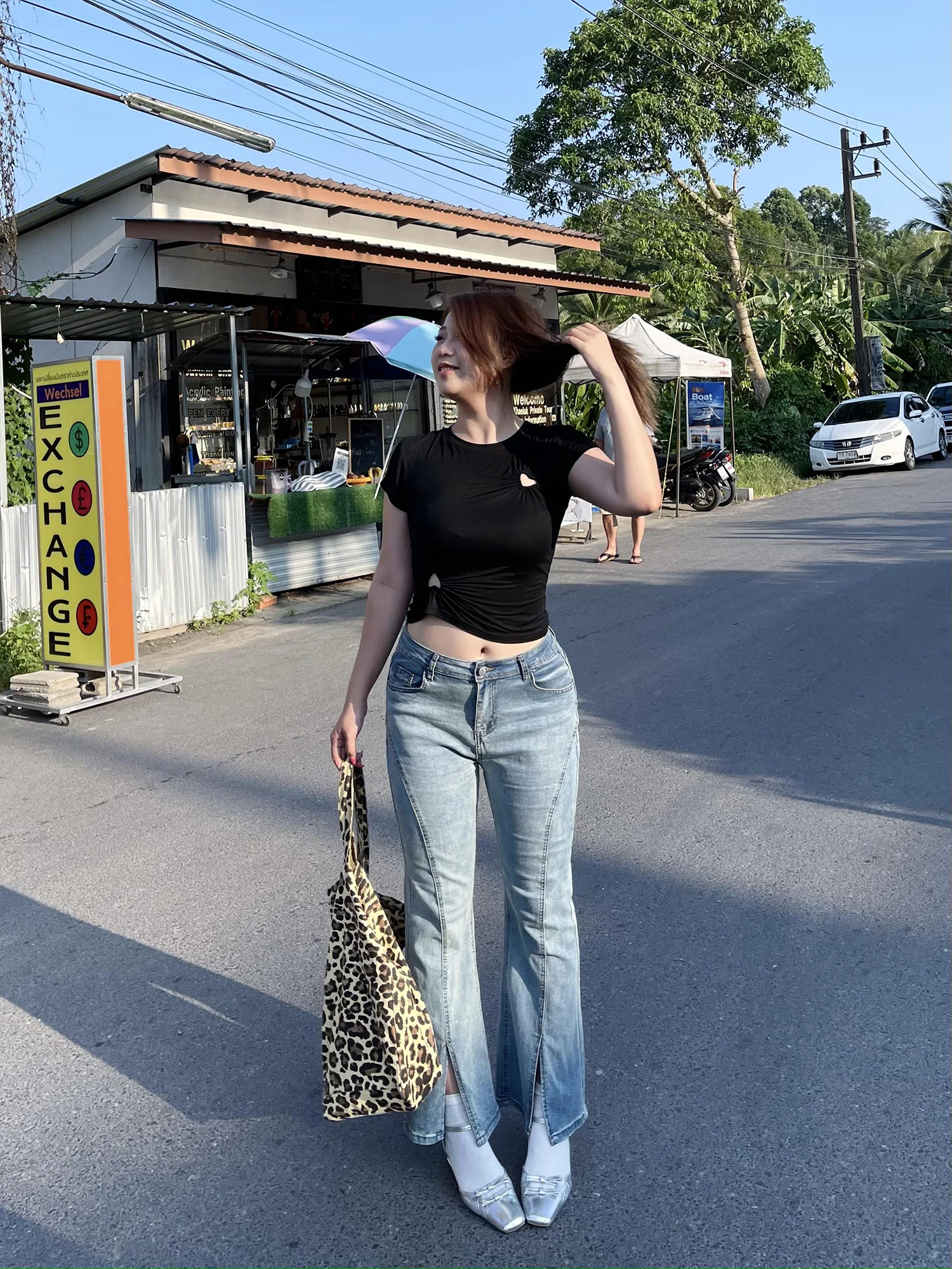 

Slimming High Waist Flared Jeans Women's Summer 2024 New plus Size Elastic Long Pants Casual Faion Denim Skinnies