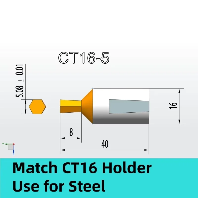 Stuka CT16 Rotary HSS-Tin Rotary Broaching Tool Punching Cutter 16mm Shank Inner Hexagon for Steel