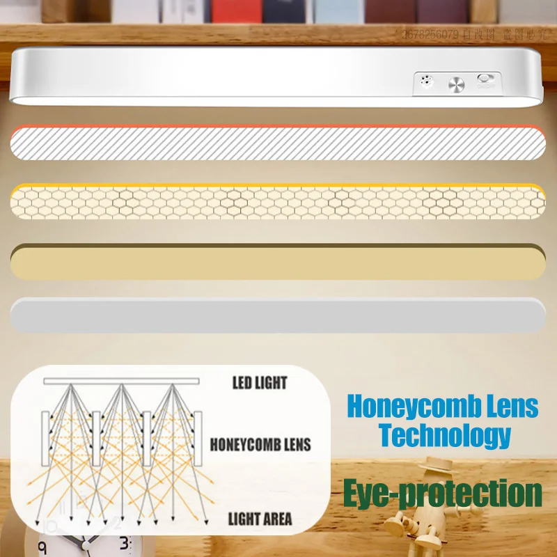 LED Night Light Bar Magnetic USB Rechargeable Desk Lamp White Warm Cabient Light Touch Control Wireless Table Lamp