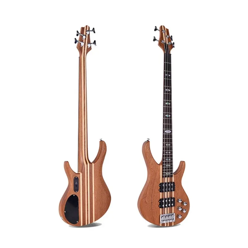 4 String Neck-through Electric Bass, 24-Solid Wood Electric Bass with Active Pickups