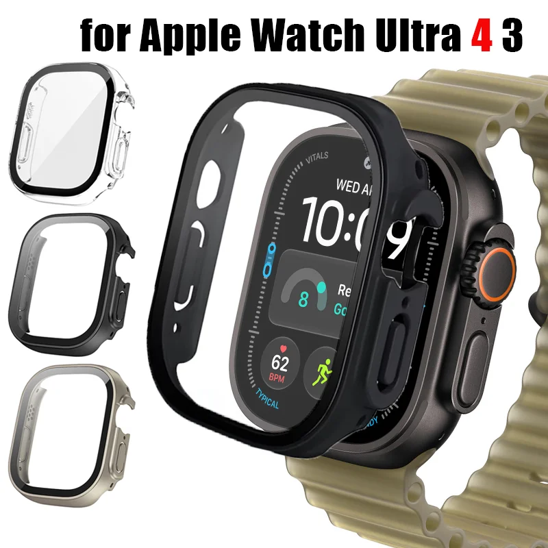 Schutzhülle für Apple Watch Ultra 4 49 mm, PC-Bumper + Displayschutzfolie, iWatch Ultra 3 49 mm, hochauflösendes gehärtetes Glas + Gehäuse, Zubehör. – Detail 1