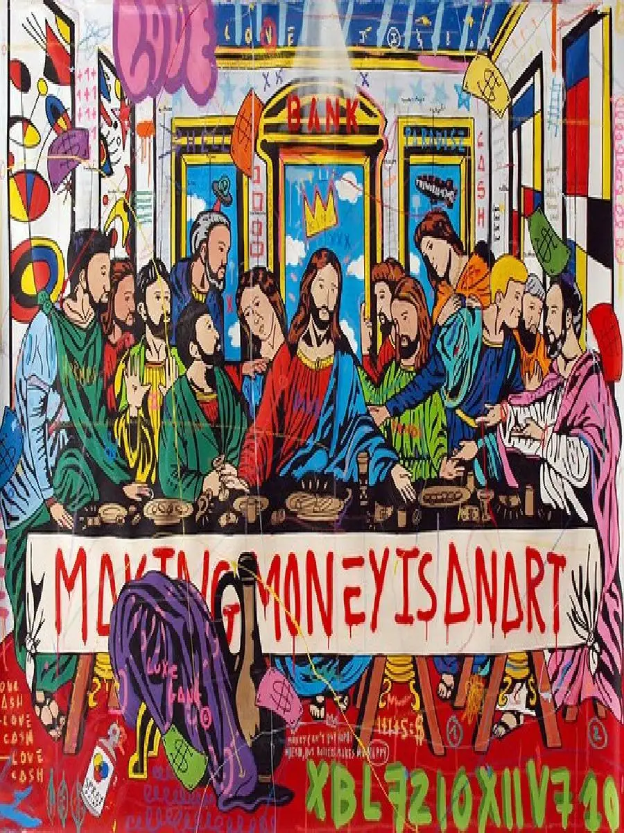 Graffiti The Last Supper Car Street Art Canvas Print Painting  Abstract Figure Wall Picture for Living Room Home Decor Poster  M